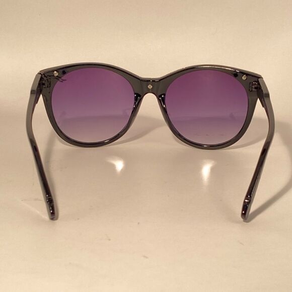 Evita Round Eyebrow Sunglasses Black with Gold Detail New - Picture 5 of 9
